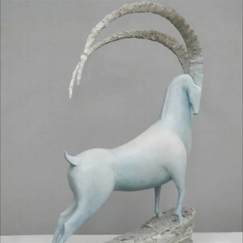 Artistic Abstract Fiberglass Goat Sculpture | Luxury Animal Goat Sculpture, Custom Landscape Decor for Yards and Sales Centers — view 3