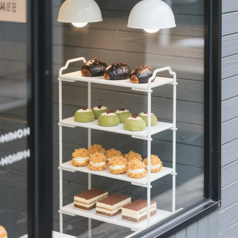 Bakery bread display showcase Afternoon tea Dim sum display rack — view 3