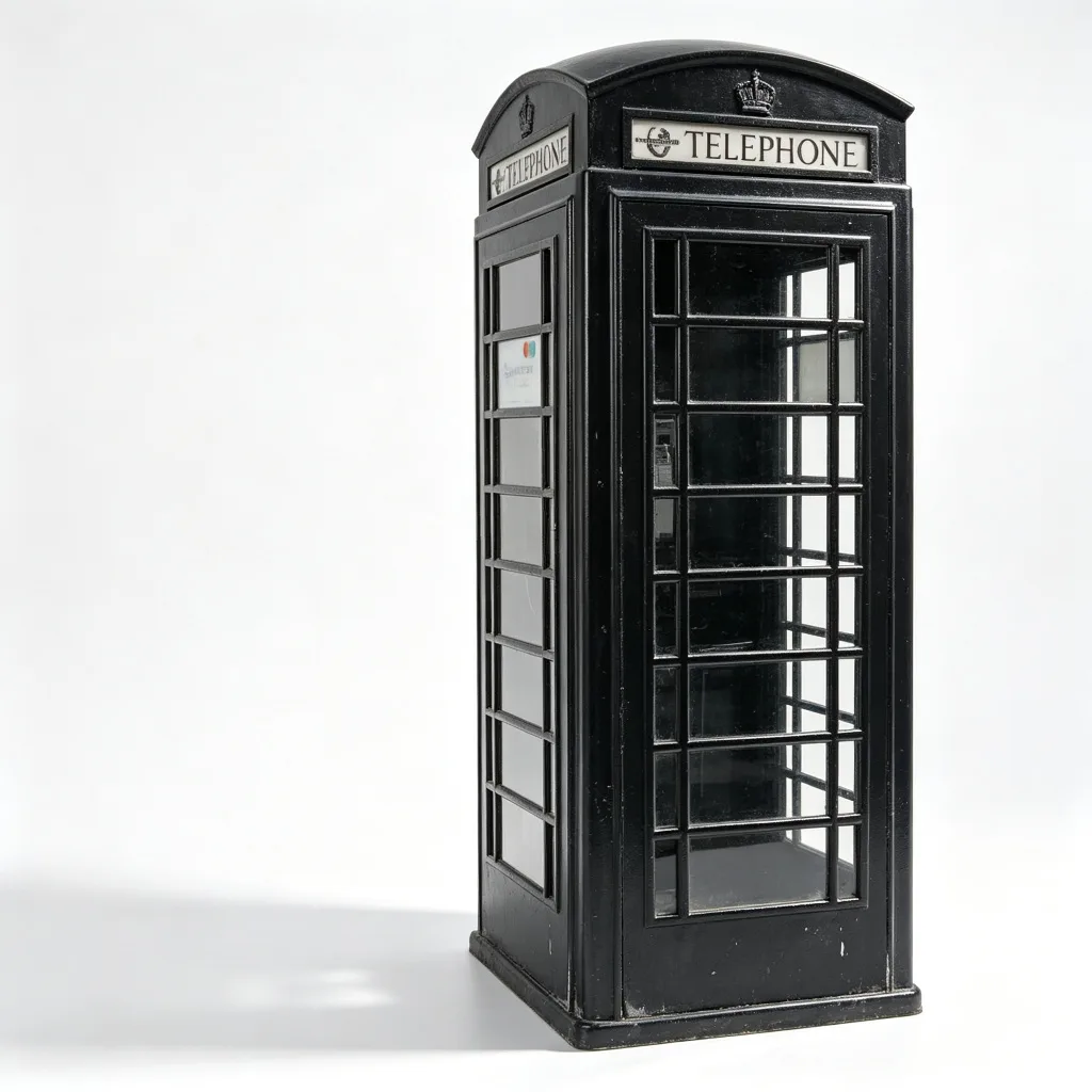 Black Cast Iron London Phone Booth K8 Style Glass Grid Windows Custom Made — view 3