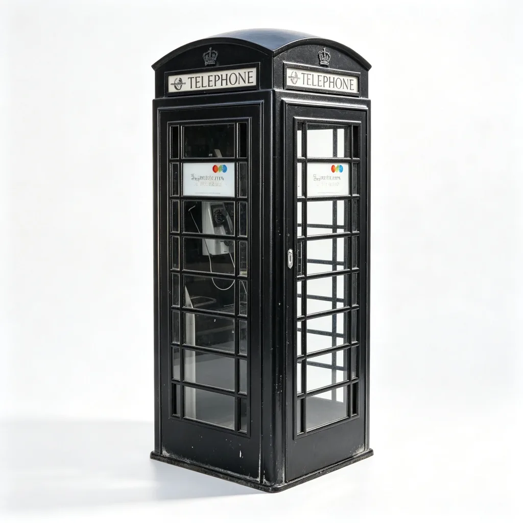 Black Cast Iron London Phone Booth K8 Style Glass Grid Windows Custom Made — view 4