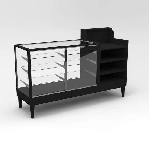 Black Classic Rectangle Display Cabinet Wooden Practical Retail Display Case — view 3