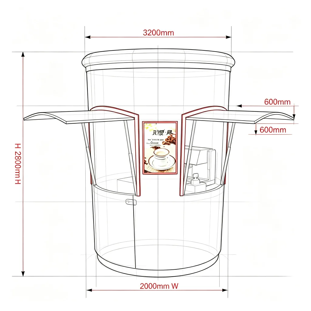 Black Coffee Cup Shape Outdoor Coffee Kiosk | Custom Mobile Coffee Shop Booth For Sale — view 5