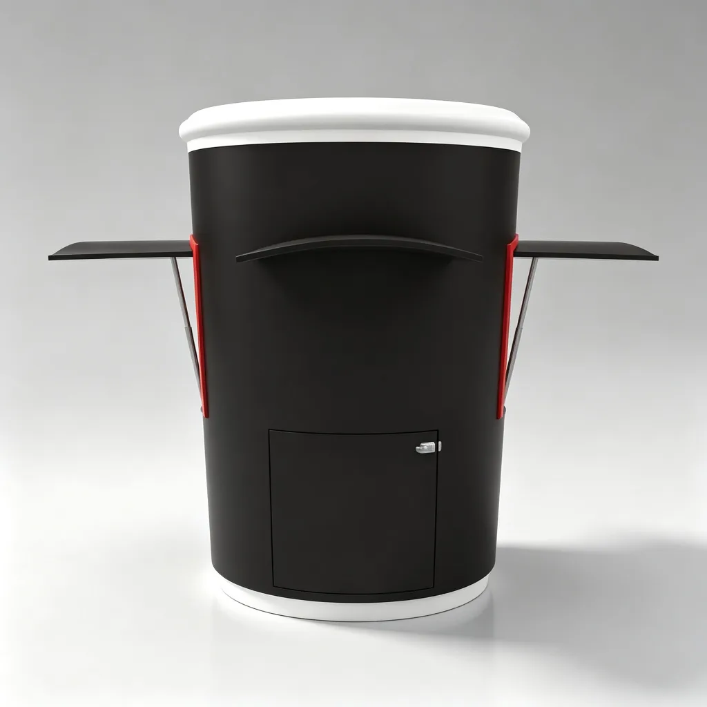 Black Coffee Cup Shape Outdoor Coffee Kiosk | Custom Mobile Coffee Shop Booth For Sale — view 4