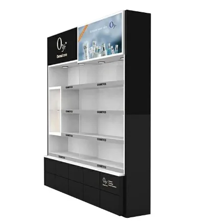 Black Glossy Baking Paint Cosmetic Display Cabinet Design Makeup Display Cabinet for Sale — view 2