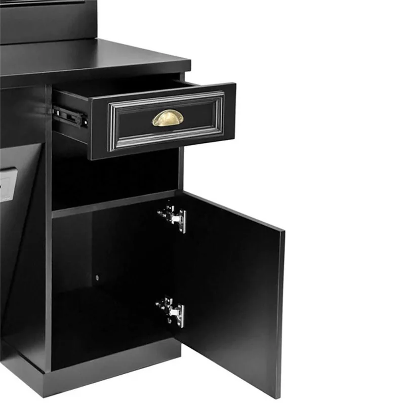 Black high-end barber station beauty salon shop furniture design — view 3