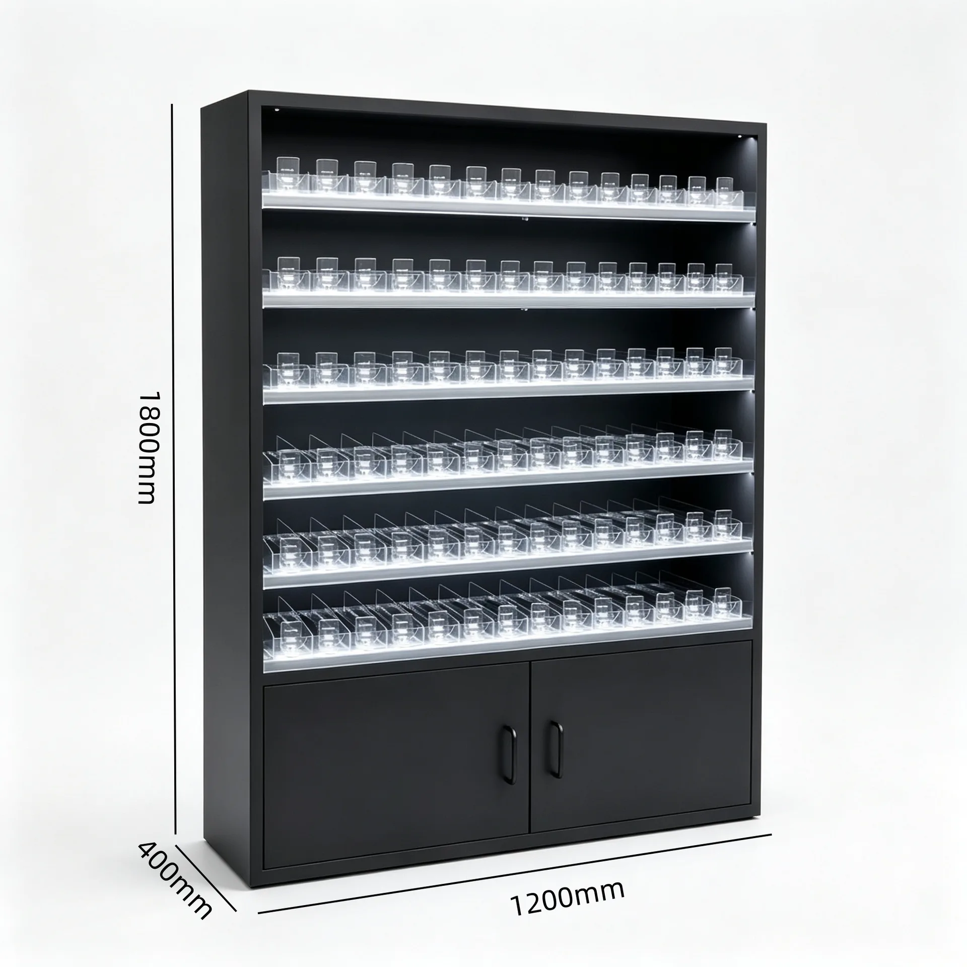 Black Metal Built-in LED Cigarette Display Cabinet for Grocery — product detail 1