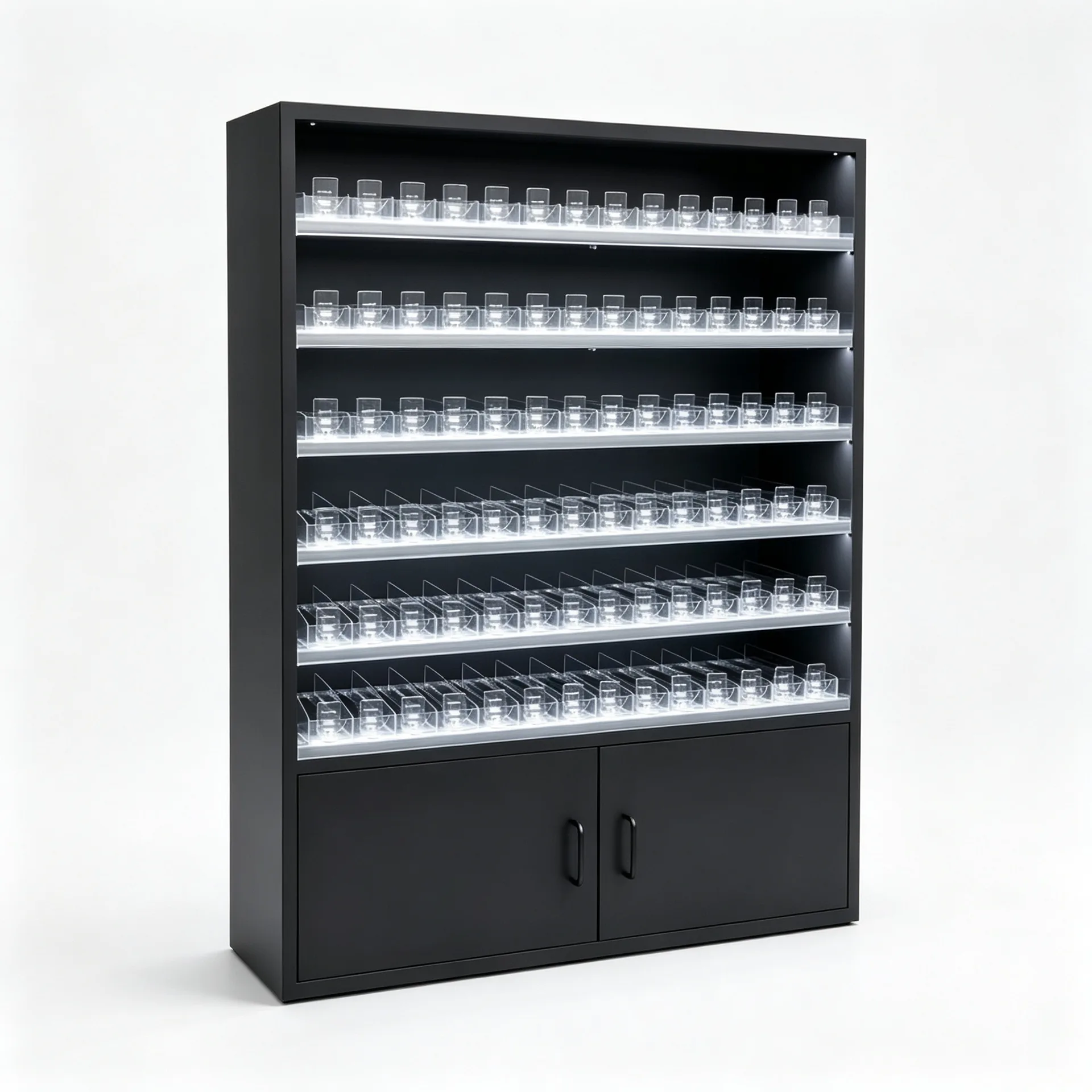Black Metal Built-in LED Cigarette Display Cabinet for Grocery — view 3