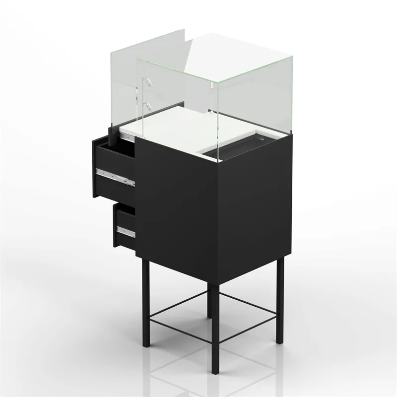 Black Metal Jewelry Display Showcase Jewelry Display Counter with Tempered Glass — view 4