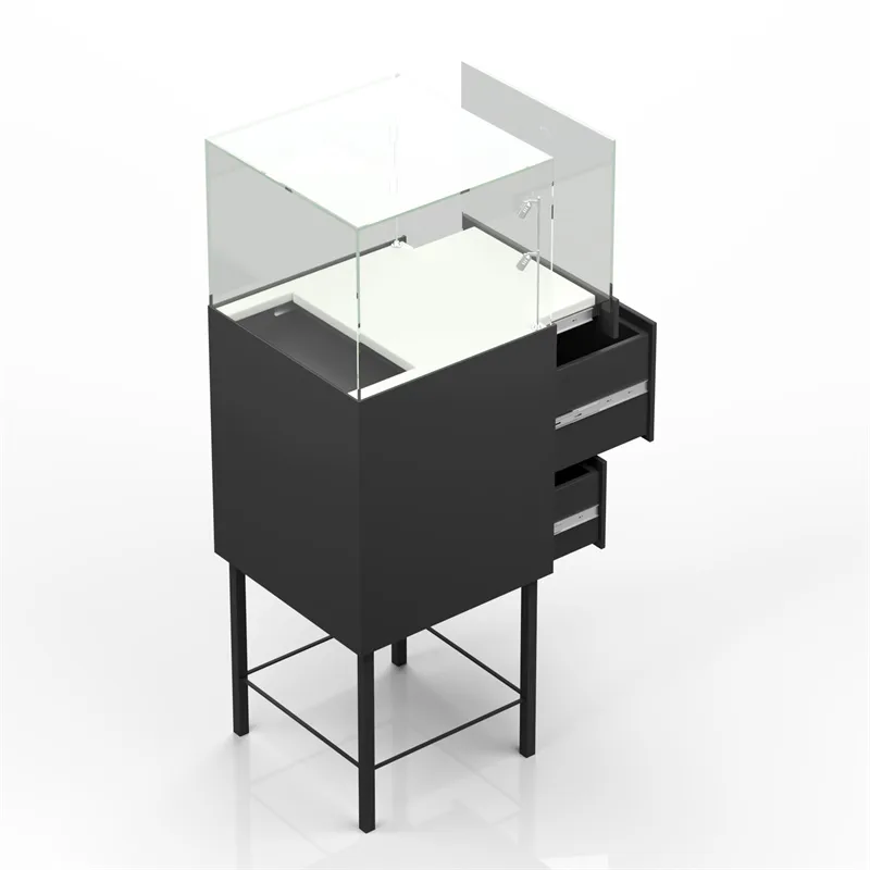 Black Metal Jewelry Display Showcase Jewelry Display Counter with Tempered Glass — view 3