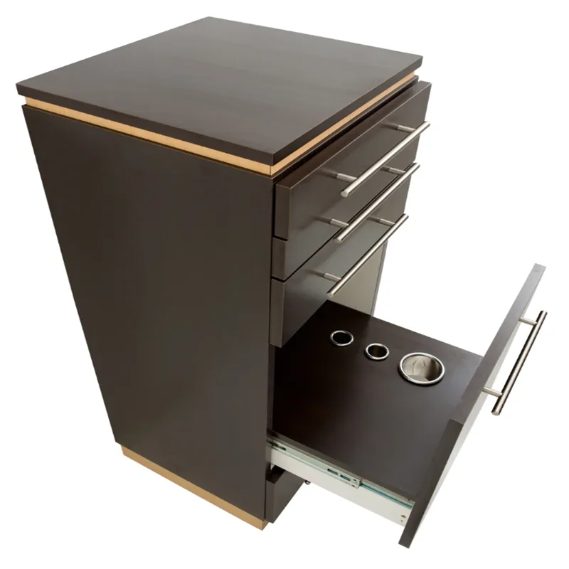 Black mirror salon station design custom barber station with golden metal handle — view 3
