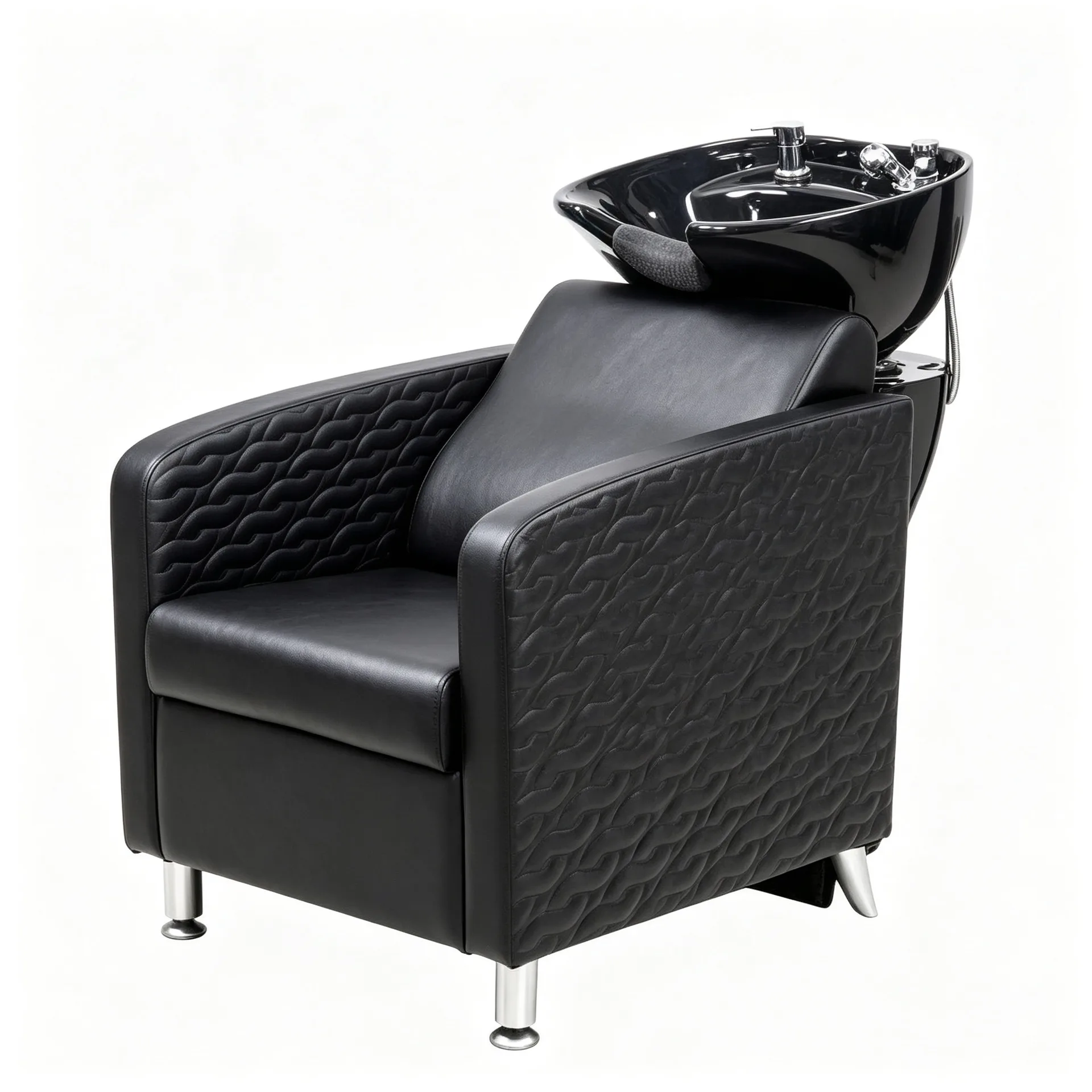 Black Reclining Salon Shampoo Chair with Washing Bowl for Hair Salon Barbershop Beauty Spa — view 3