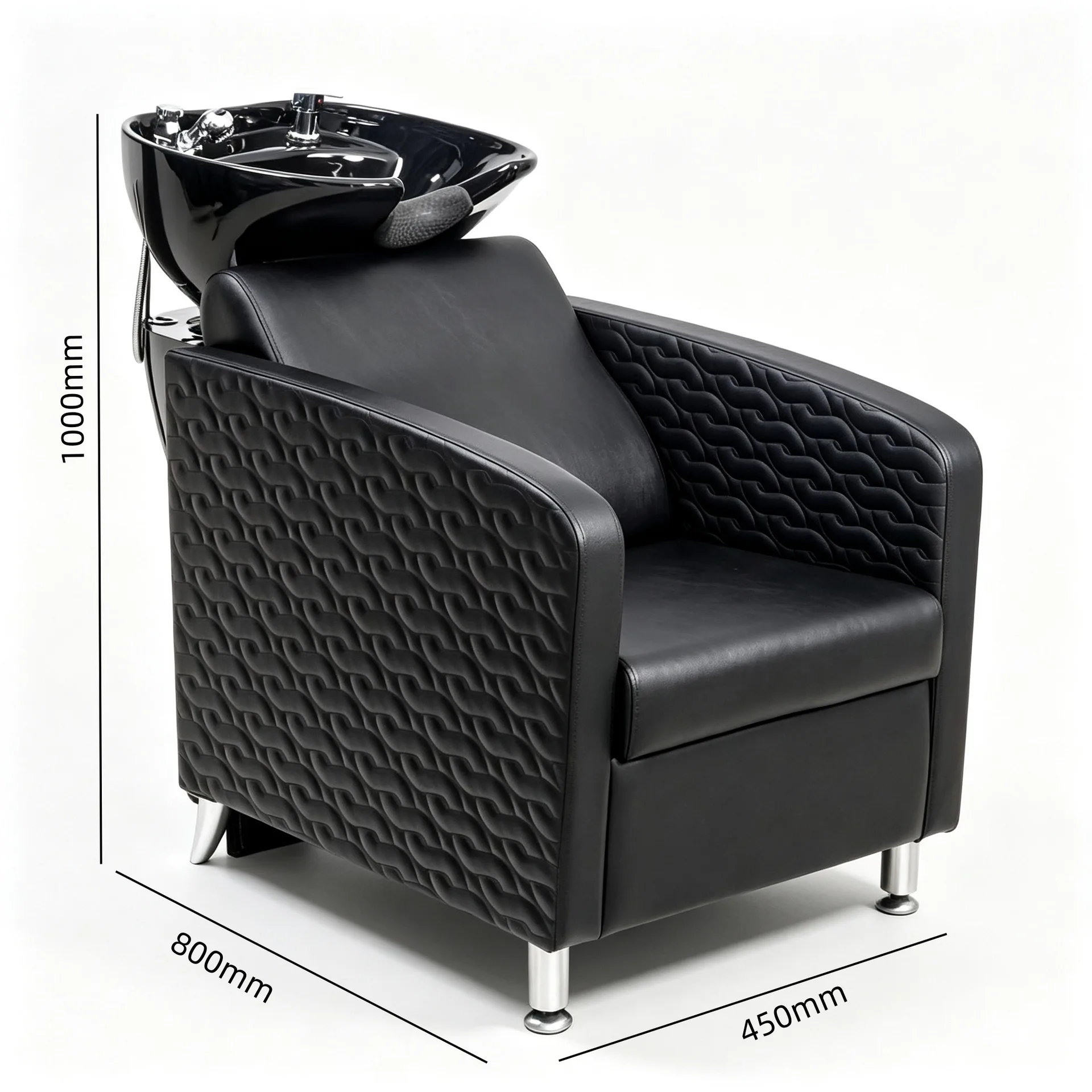 Black Reclining Salon Shampoo Chair with Washing Bowl for Hair Salon Barbershop Beauty Spa — product detail 1