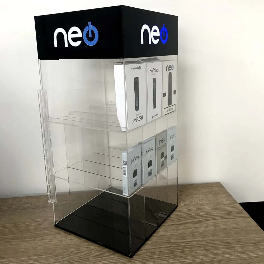 Black rectangular display rack for electronic cigarettes/vape shop display case — view 3