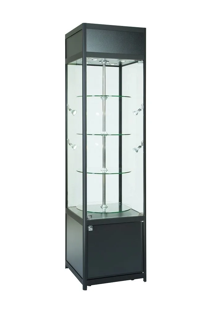 Black & Silver Aluminium Revolving Display Cabinet For Vape shop E-cigarette Display — view 5