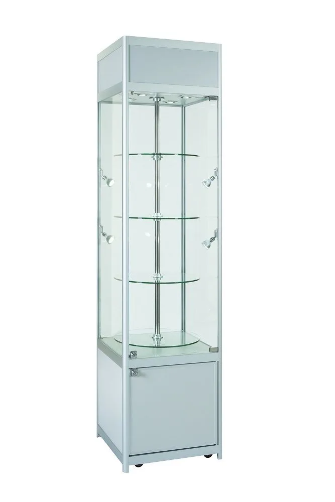 Black & Silver Aluminium Revolving Display Cabinet For Vape shop E-cigarette Display — view 6