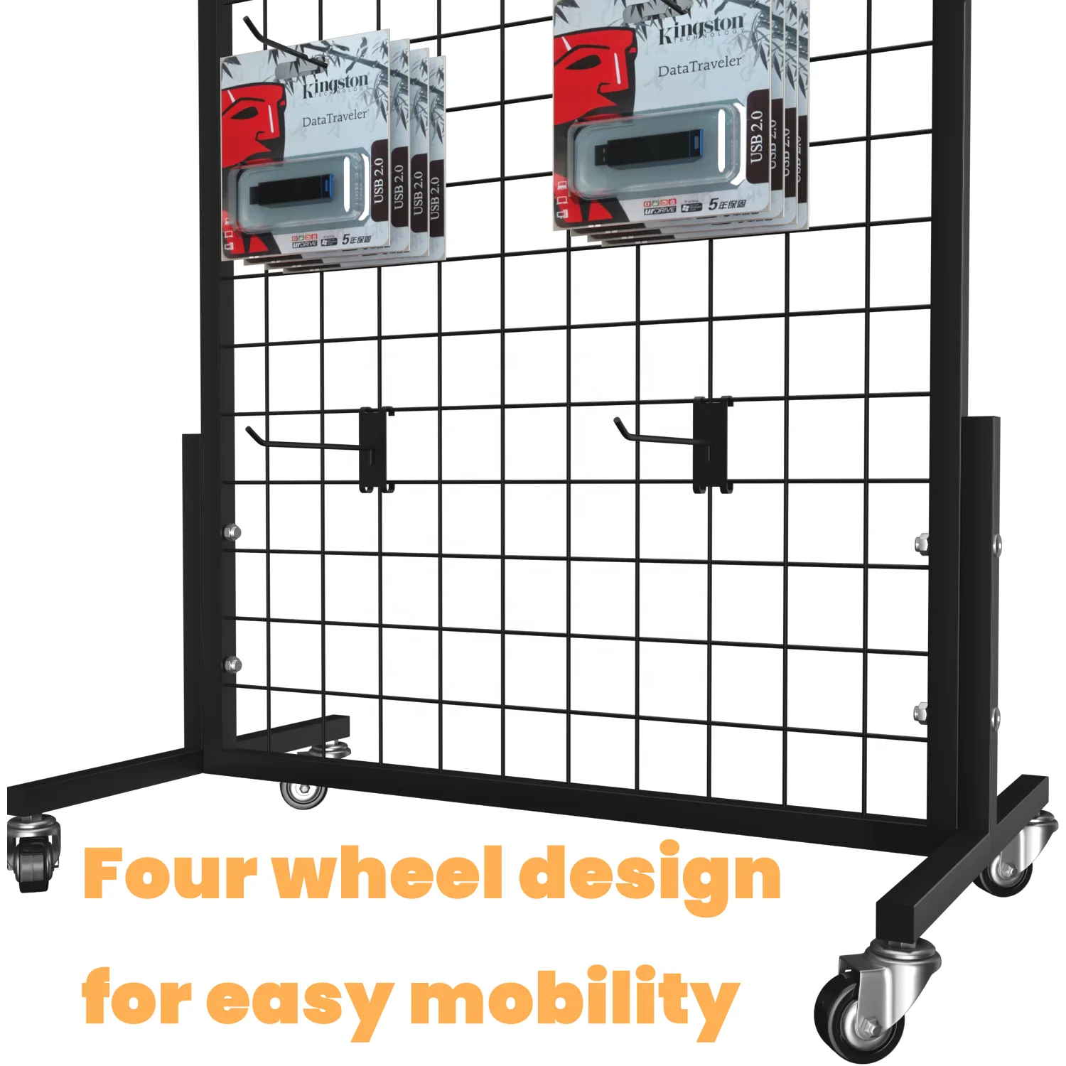 Black & White Gridwall Display Racks For Sale | Modern Mesh Display Rack with Accessories — view 5
