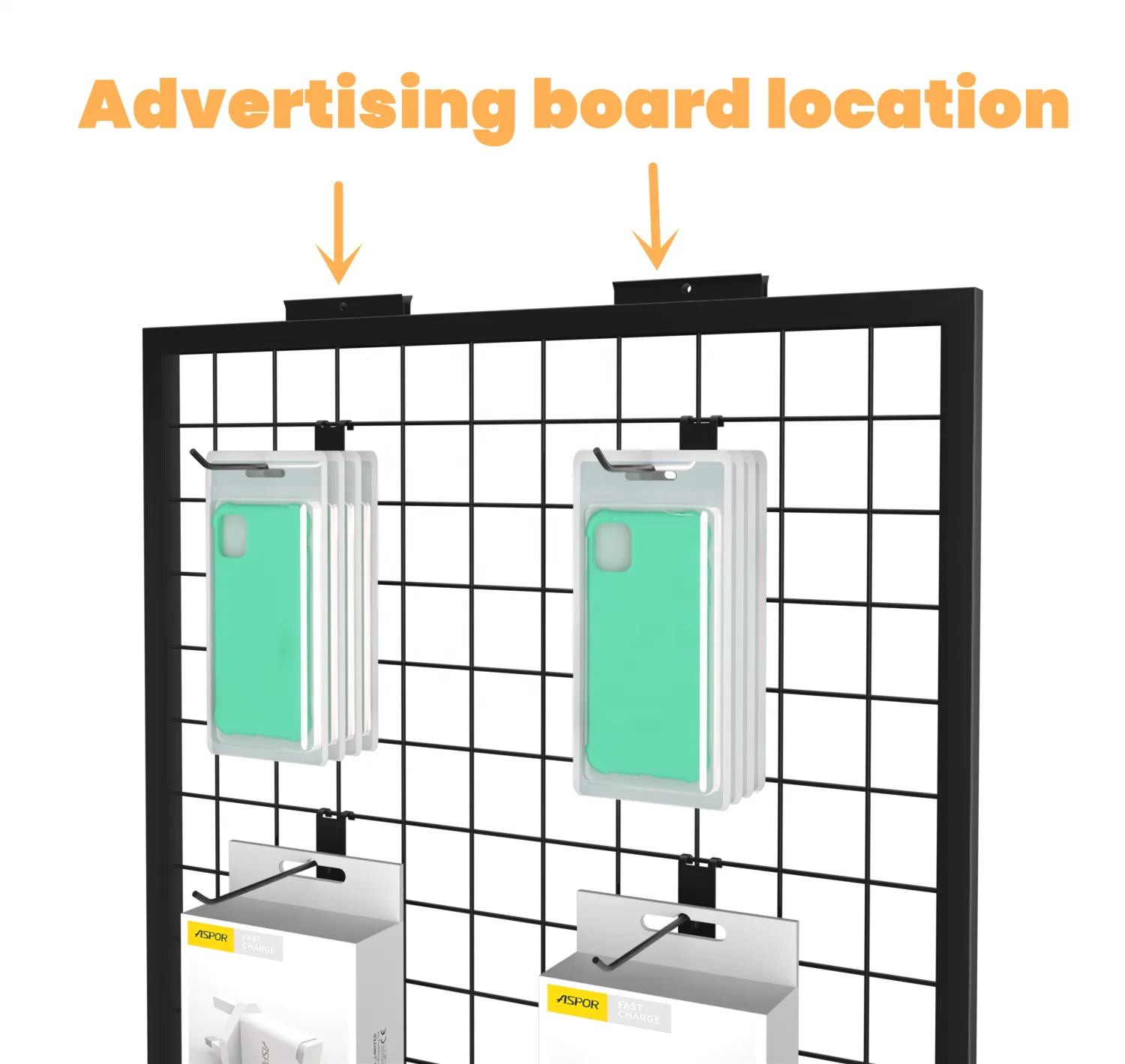 Black & White Gridwall Display Racks For Sale | Modern Mesh Display Rack with Accessories — view 6