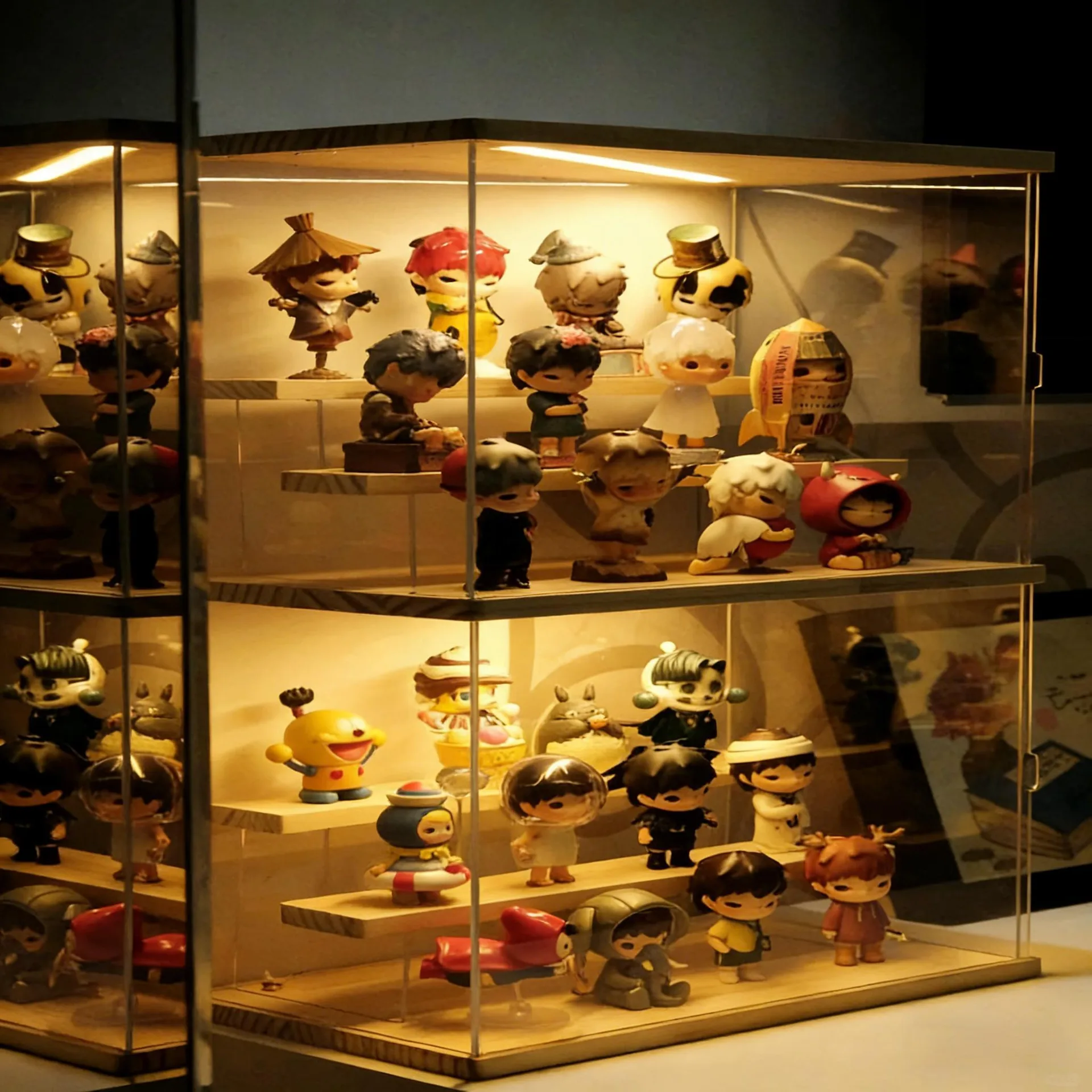 Blind Box Display Cabinet for Sale, Acrylic & Plywood Toy Showcase with LED Lights for Collectors & Toy Stores