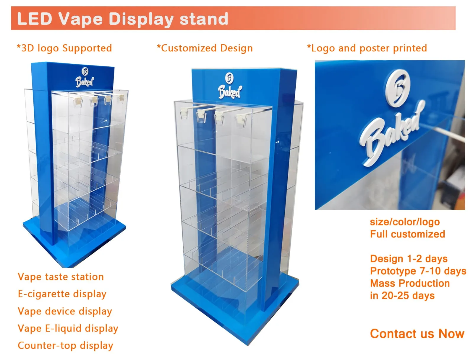 Blue electronic cigarette display stand design retail showcase — view 3
