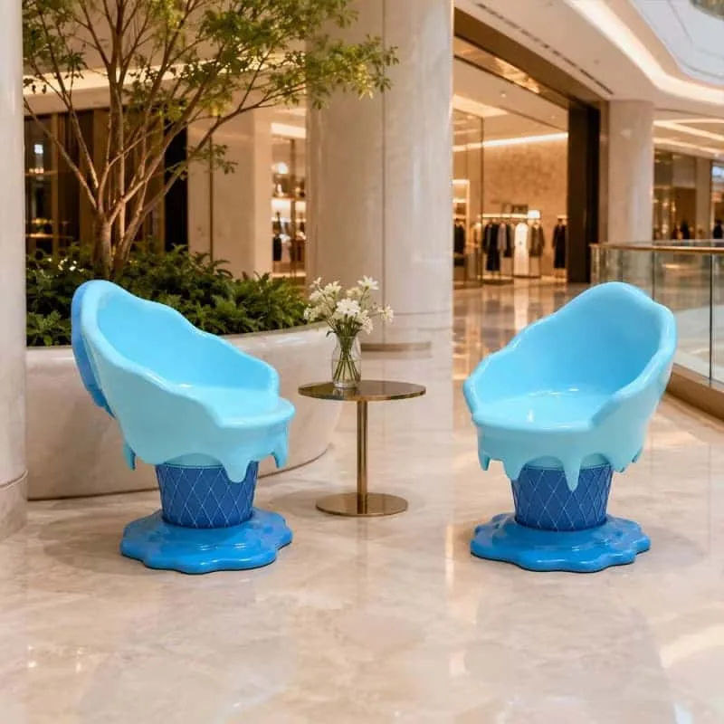 Blue melting ice‑cream cone table chairs for outdoor commercial — view 5