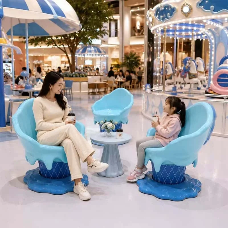 Blue melting ice‑cream cone table chairs for outdoor commercial — view 4