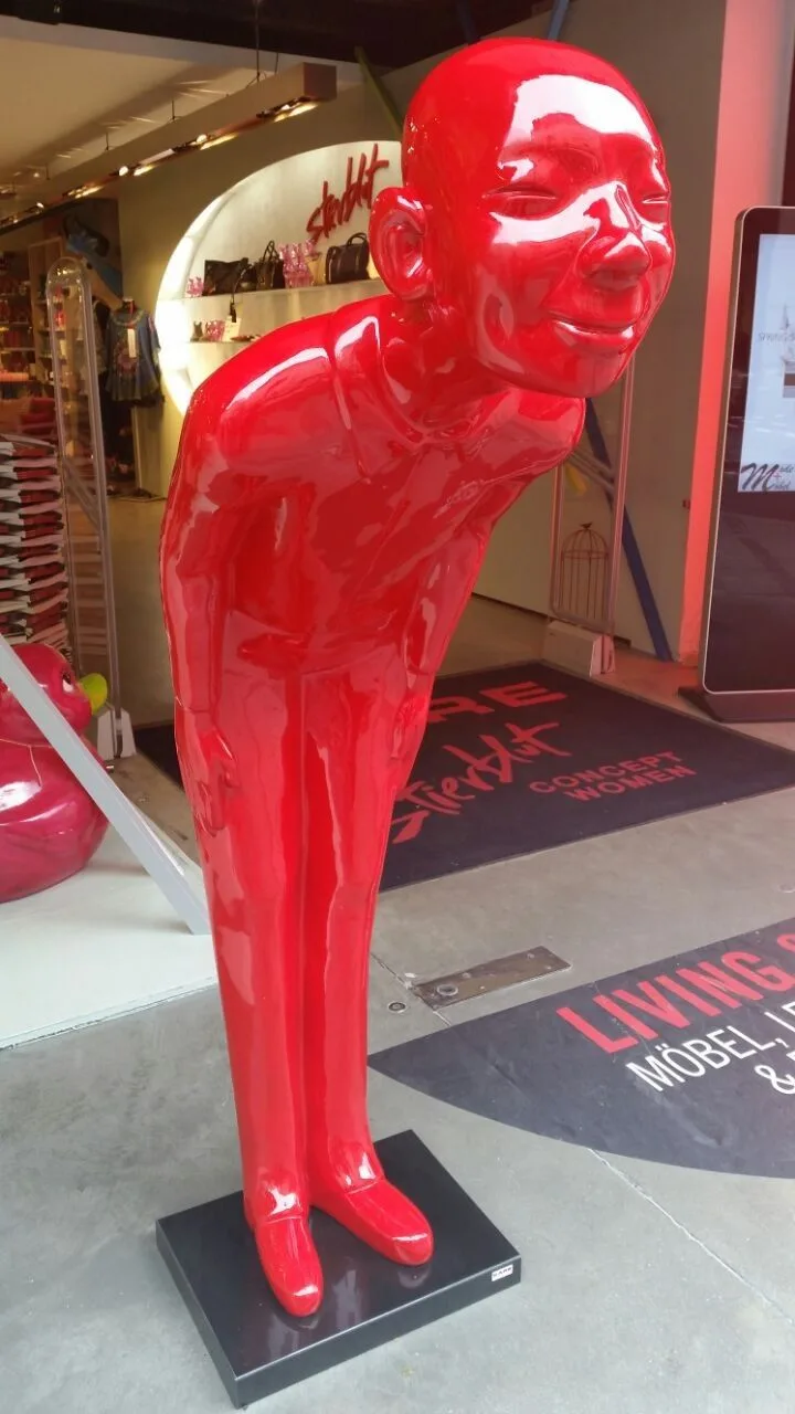 Bold Red Glossy Abstract Fiberglass Sculptures — Large Indoor & Outdoor Commercial Art Decor — view 3