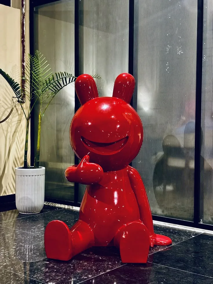 Bold Red Glossy Abstract Fiberglass Sculptures — Large Indoor & Outdoor Commercial Art Decor — view 5