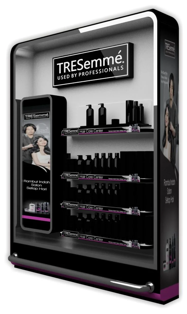 Branded Hair‑Care Display Kiosk With Digital Screen And LED Lit Shelves — view 3