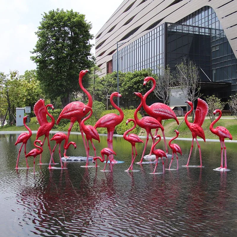 Bright & Durable Fiberglass Flamingo for Shops and Gardens