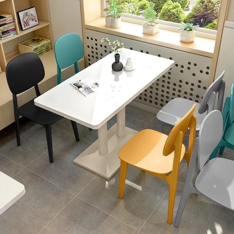 Bright Macaron Plastic Cafe Dining Table And Chair Sets For Commercial Shop — view 4