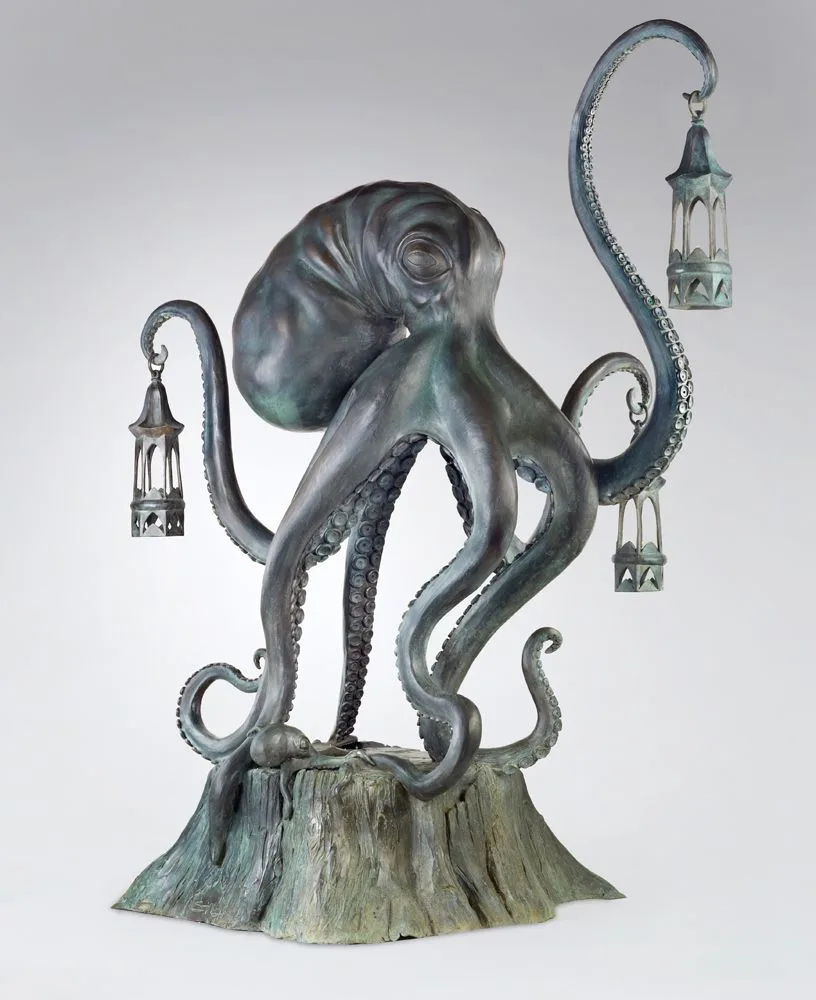 Bronze Octopus Sculpture Lamp for Home & Commercial Decor Display — view 2
