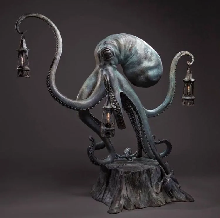 Bronze Octopus Sculpture Lamp for Home & Commercial Decor Display