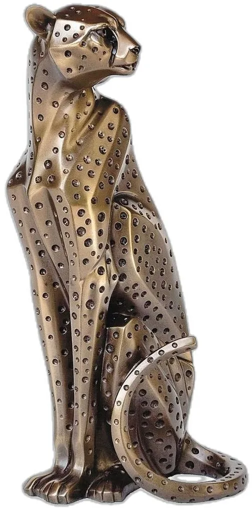 Bronze Sitting Cheetah Statue for Luxury Home & Hotel Table Decor — view 2