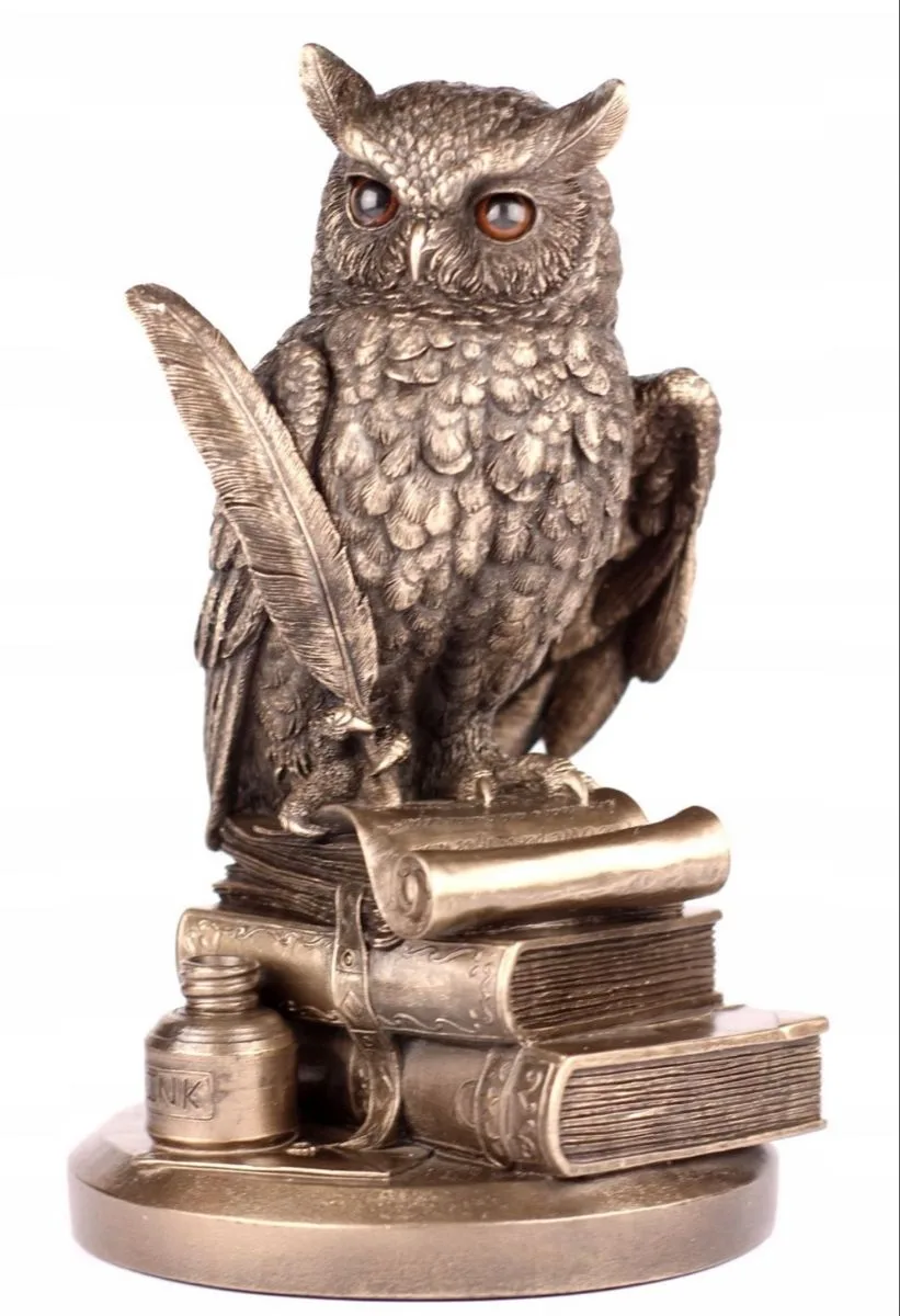 Bronze Wise Owl Book Statue for Study & Office Table Decor