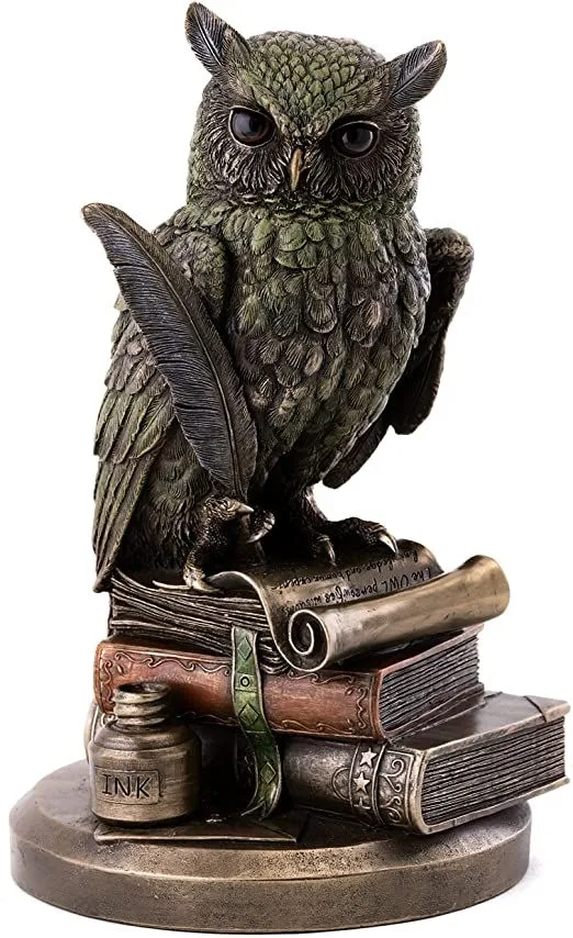 Bronze Wise Owl Book Statue for Study & Office Table Decor — view 2