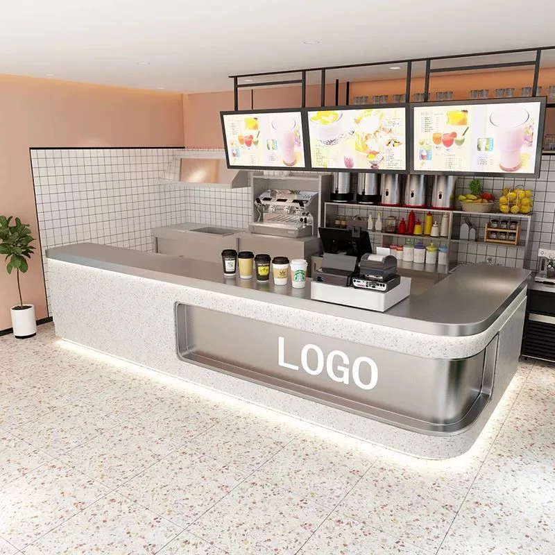 Bubble tea shop bar counter & cashier Customized counter furniture for sale — view 3