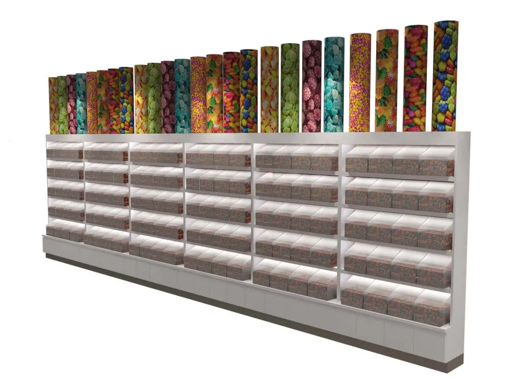 Candy display shelf design retail candy shop wooden furniture — view 3