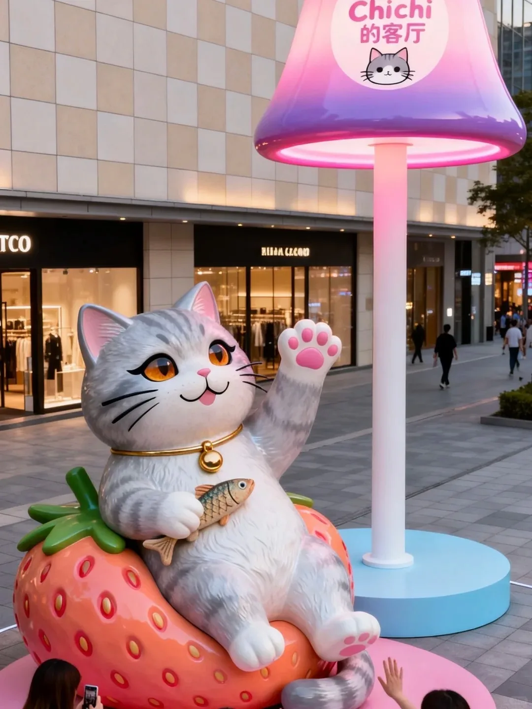 Cappu Chichi Cat FRP Sculpture Set for Mall IP Co-brand Outdoor Pop-up Exhibition — view 5