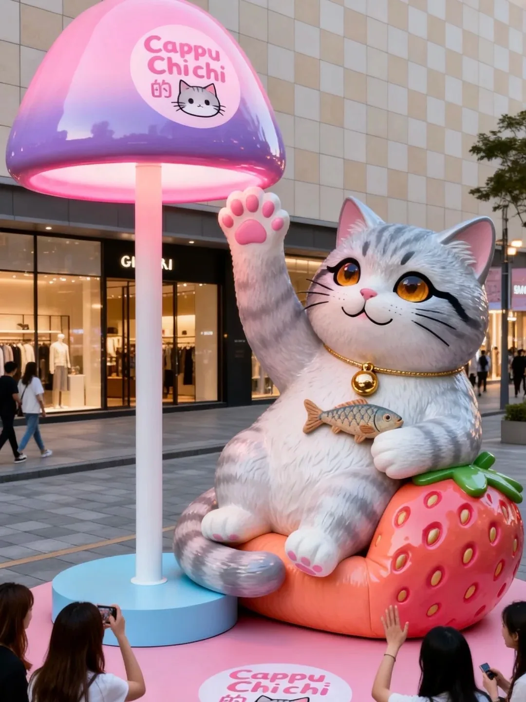 Cappu Chichi Cat FRP Sculpture Set for Mall IP Co-brand Outdoor Pop-up Exhibition — view 3