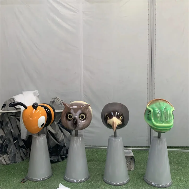 Cartoon Animal Fiberglass Sculptures | Decor for Malls, Kindergartens, and Kids Parks