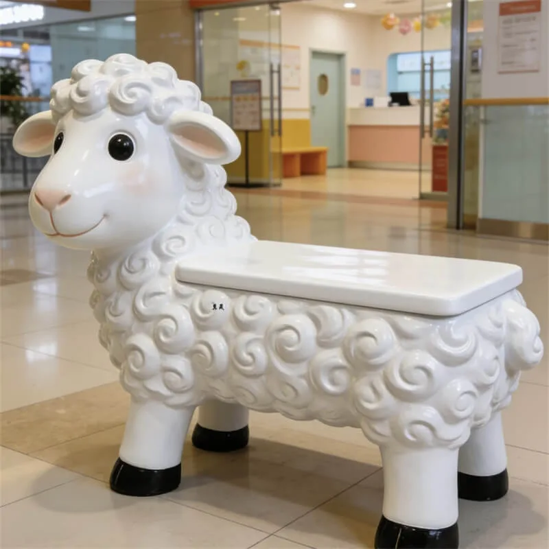 Cartoon Animal-Shaped Fiberglass Bench |Leisure Seat For Outdoor Parks, Kindergartens & Mall Kids’ Areas, Creative Decor Piece — view 4