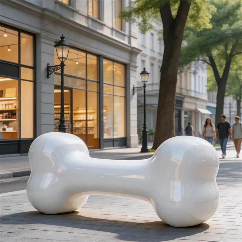 Cartoon Bone-Shaped FRP Bench | Multifunctional FRP Leisure Seat for Pet Shops, Kids’ Parks and Shopping Malls — view 3