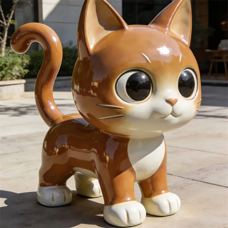 Cartoon Cat FRP Sculpture | Cute IP Cat Figurine | Outdoor Photo Spot Decoration | Mall / Shop / Plaza Traffic Booster — view 3