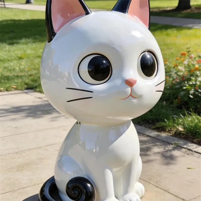 Cartoon Cat FRP Sculpture | Cute IP Cat Figurine | Outdoor Photo Spot Decoration | Mall / Shop / Plaza Traffic Booster — view 4