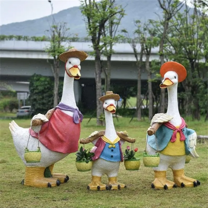 Cartoon Duck Family Sculpture | Outdoor Garden Decor for Yard & Farm — view 3