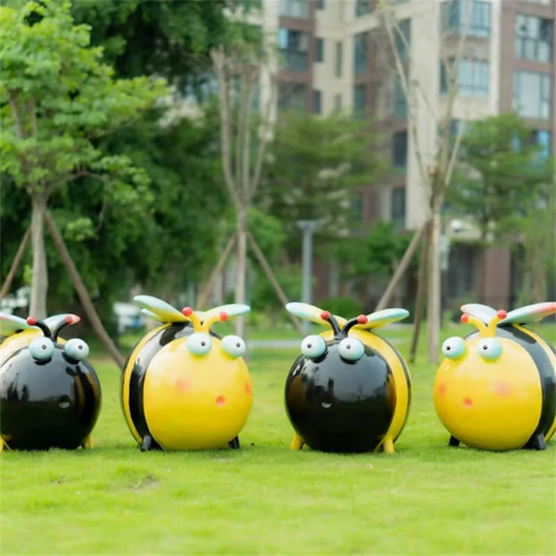Cartoon Fiberglass Bee Sculpture | Cute & Healing Ornament for Outdoor Lawns & Parks | Indoor Decoration for Kids’ Parks | Customizable — view 4