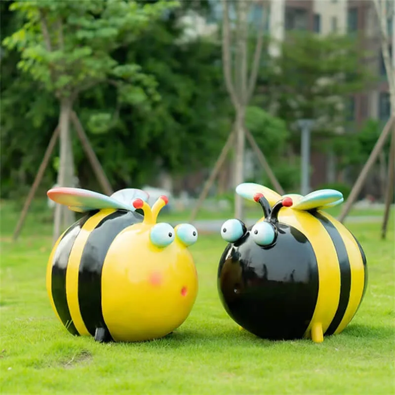 Cartoon Fiberglass Bee Sculpture | Cute & Healing Ornament for Outdoor Lawns & Parks | Indoor Decoration for Kids’ Parks | Customizable — view 3