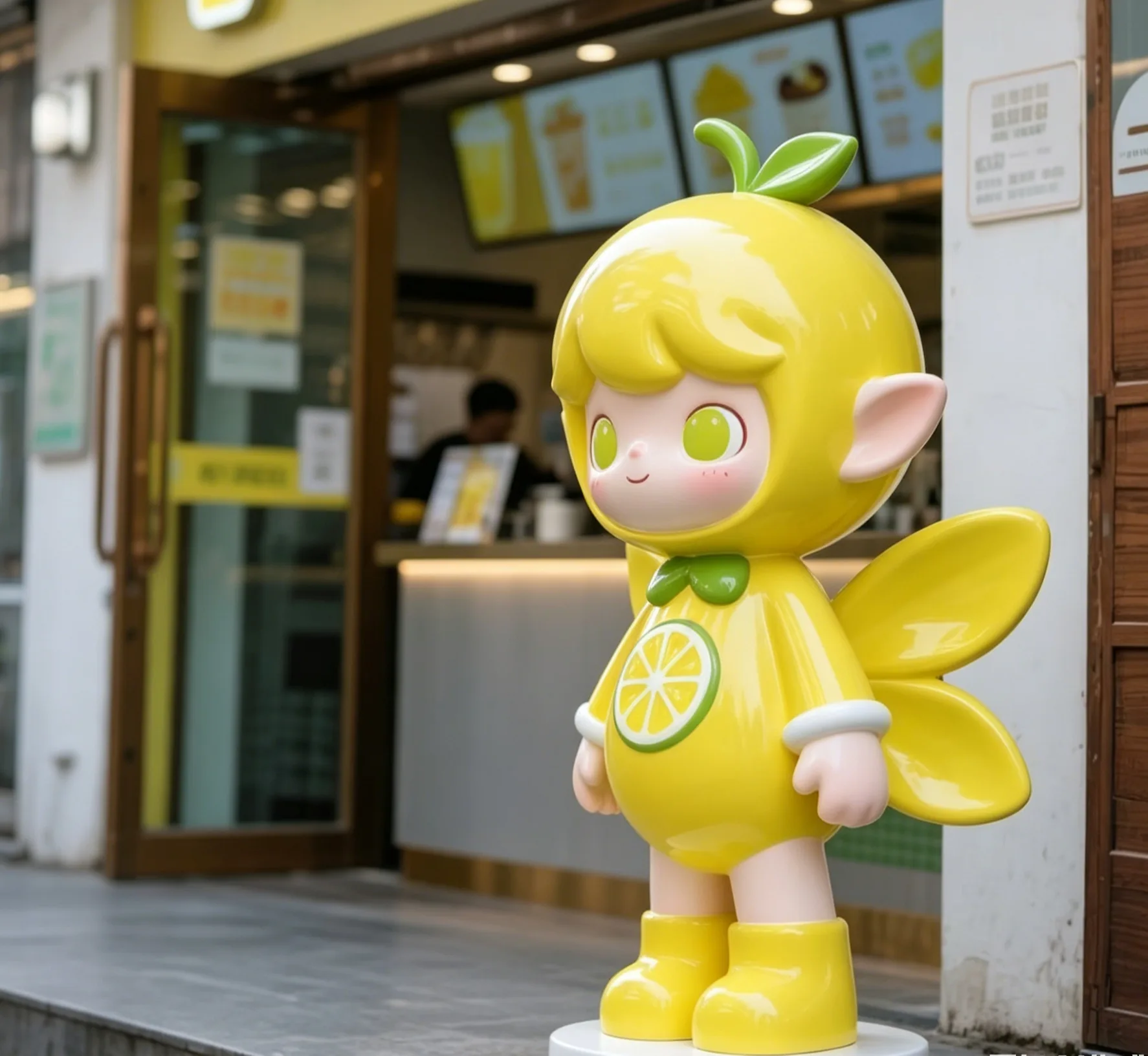Cartoon Lime Lemon Elf Fiberglass Sculptures for Beverage Store Display — view 4