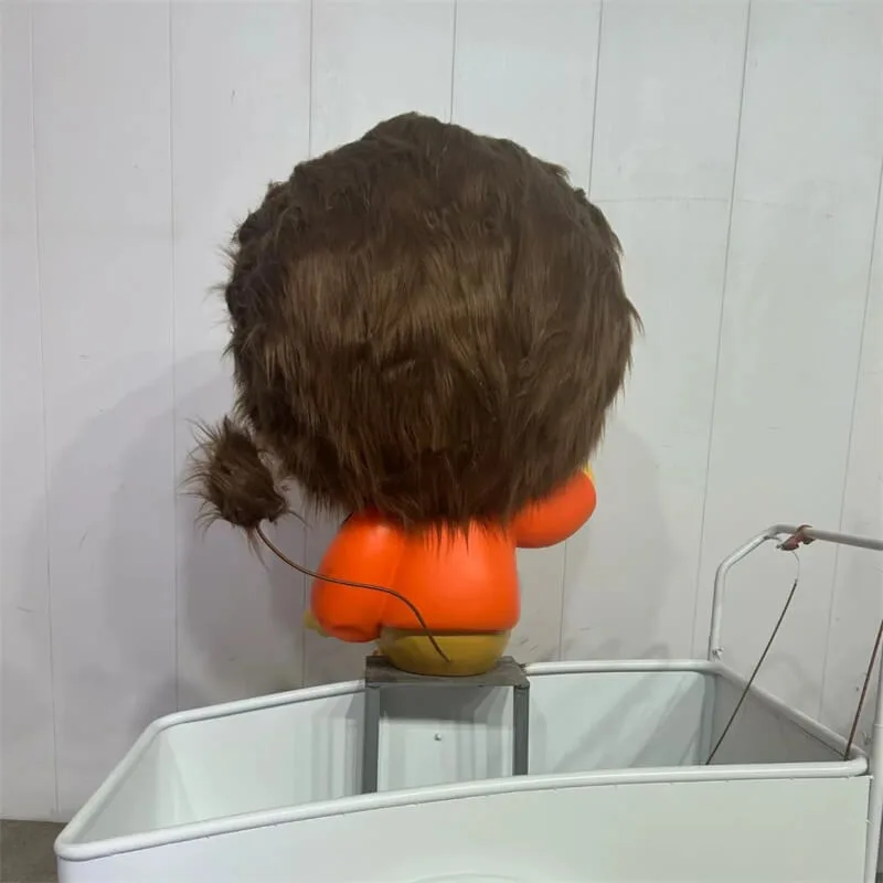 Cartoon Lion Fiberglass Sculpture With Fluffy Mane, Custom Sitting Trendy Lion Sculpture For Shop & Mall Photo Display Decoration — view 3