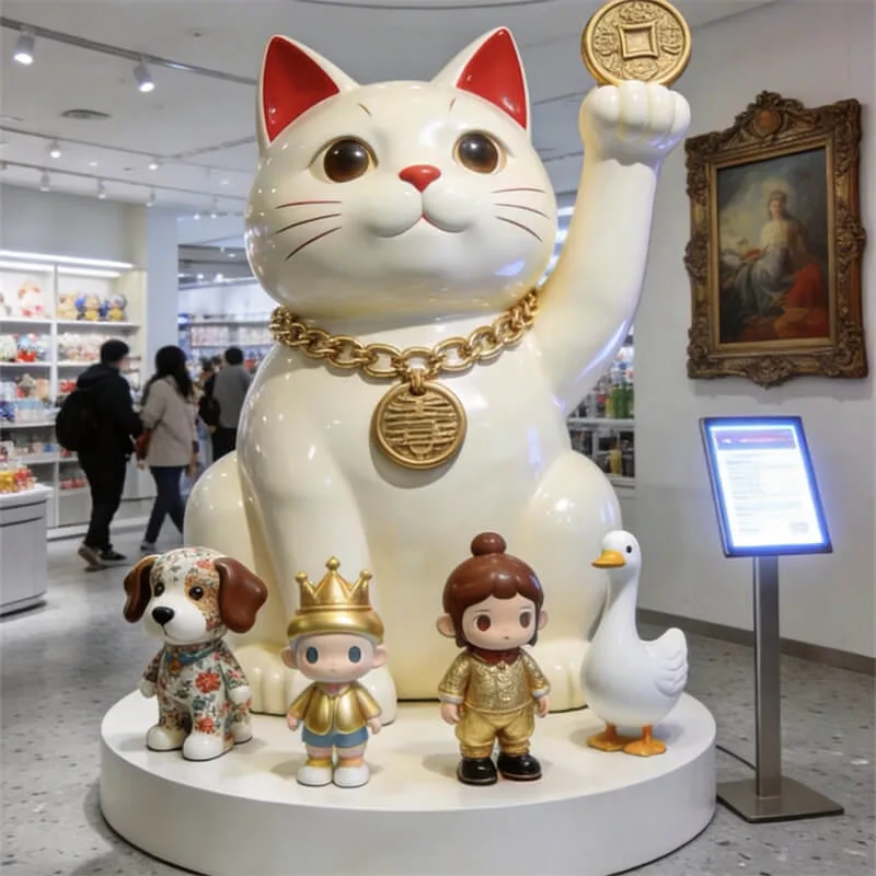 Cartoon Lucky Cat Sculpture | Store & Mall Traffic‑Drawing Ornament, Viral Photo‑Ready Cat Sculpture — view 4